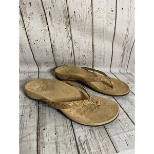 VIONIC Womens Size 8 Mona Tan Thong Sandals Orthotic Comfort Flip Flop Cork